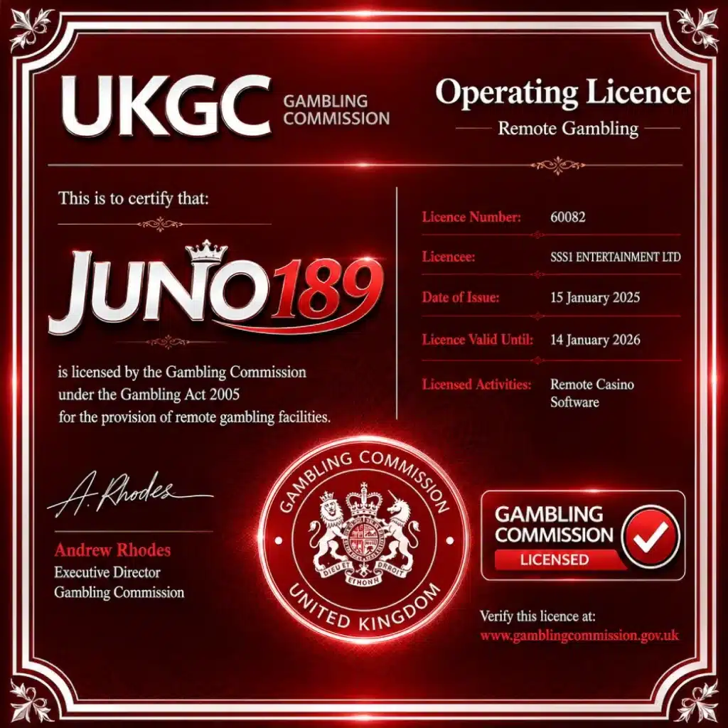 ใบอนุญาต Juno189 จาก UKGC